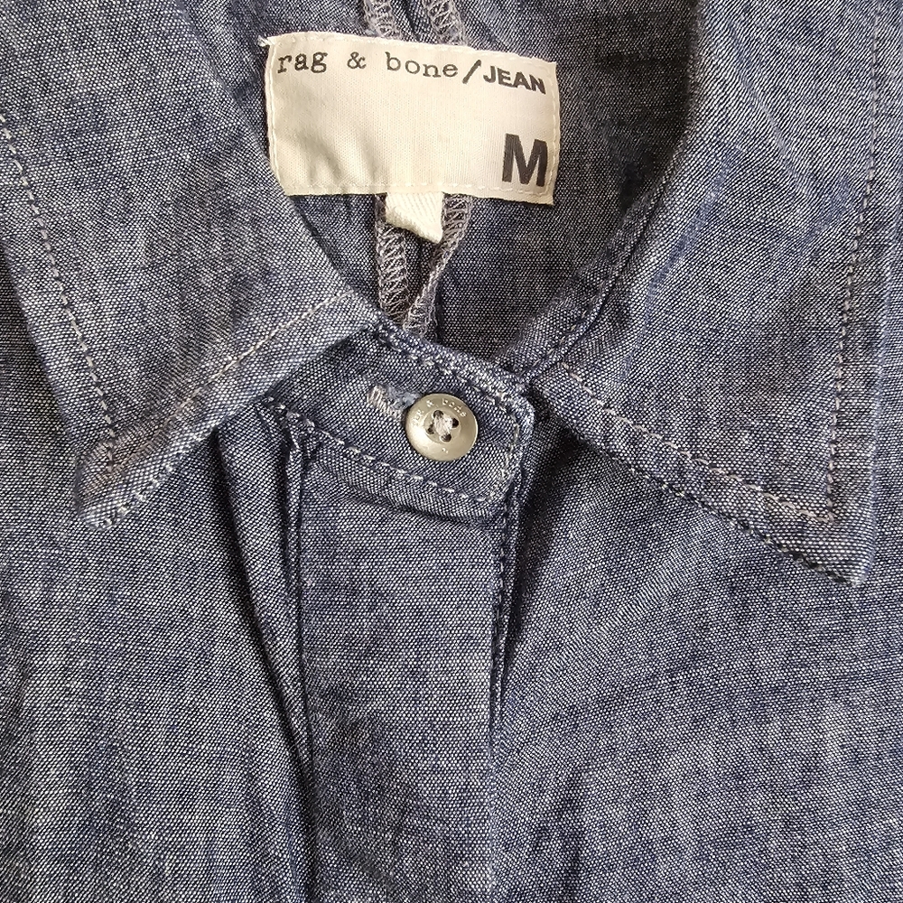 Rag & Bone - Chambray Sleeveless Button-Up Blouse Denim Size Medium - Picture 4 of 5